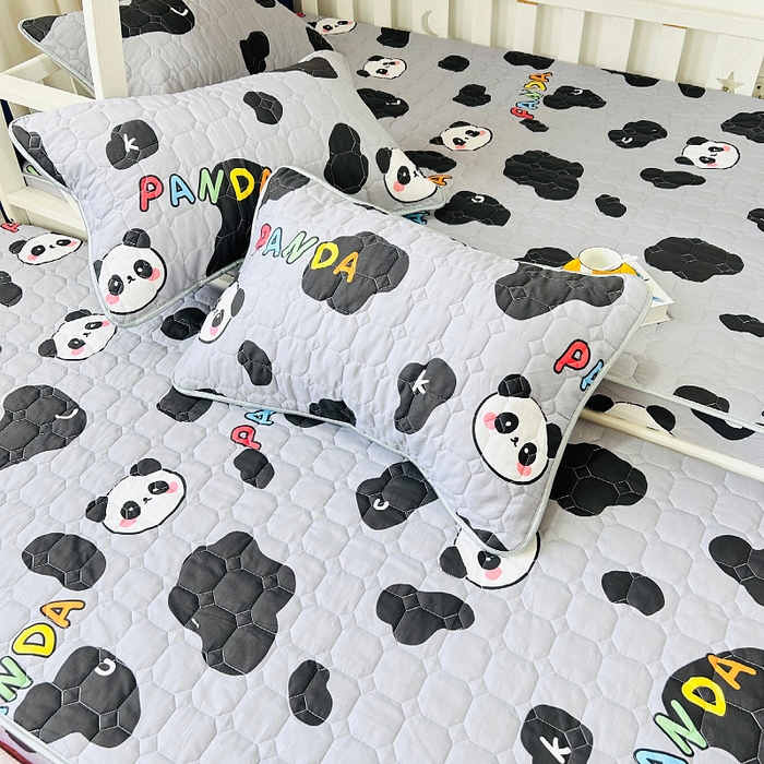 91家纺网 家纺一手货源 找家纺 小虾米 2023新款全棉卡通上下床夹棉系列床笠 熊猫宝贝