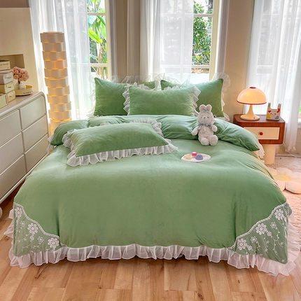 唐人居 2025新款宝宝绒米朵系列-床裙 米朵-果绿