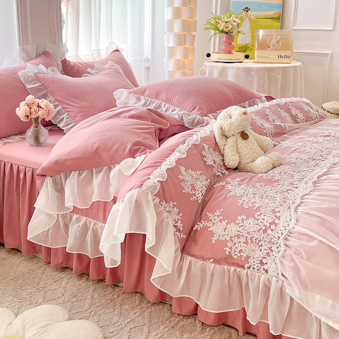 91家纺网 家纺一手货源 找家纺 唐人居 2025新款亲肤磨毛花边款床裙系列--秘密花园 秘密花园-玉