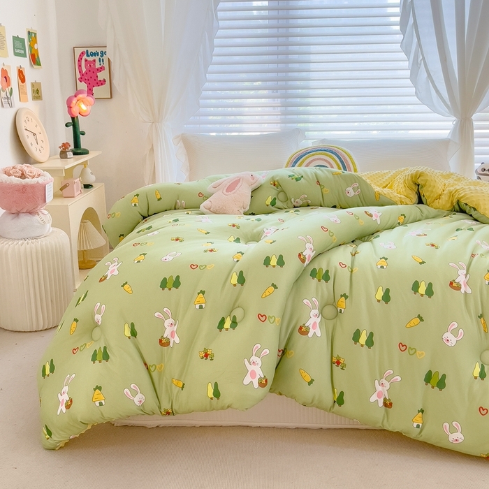 91家纺网 家纺一手货源 找家纺 米菲2023新款A类针织棉豆豆被冬被春秋被被芯被子 欢乐兔