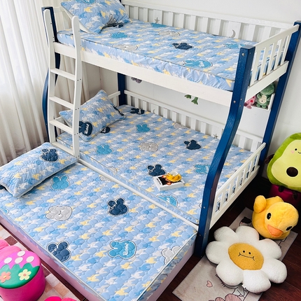 小虾米 2023新款全棉卡通上下床夹棉系列床笠 千鸟格