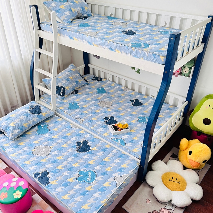 91家纺网 家纺一手货源 找家纺 小虾米 2023新款全棉卡通上下床夹棉系列床笠 千鸟格