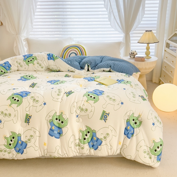 91家纺网 家纺一手货源 找家纺 米菲2023新款A类针织棉豆豆被冬被春秋被被芯被子 0三眼怪