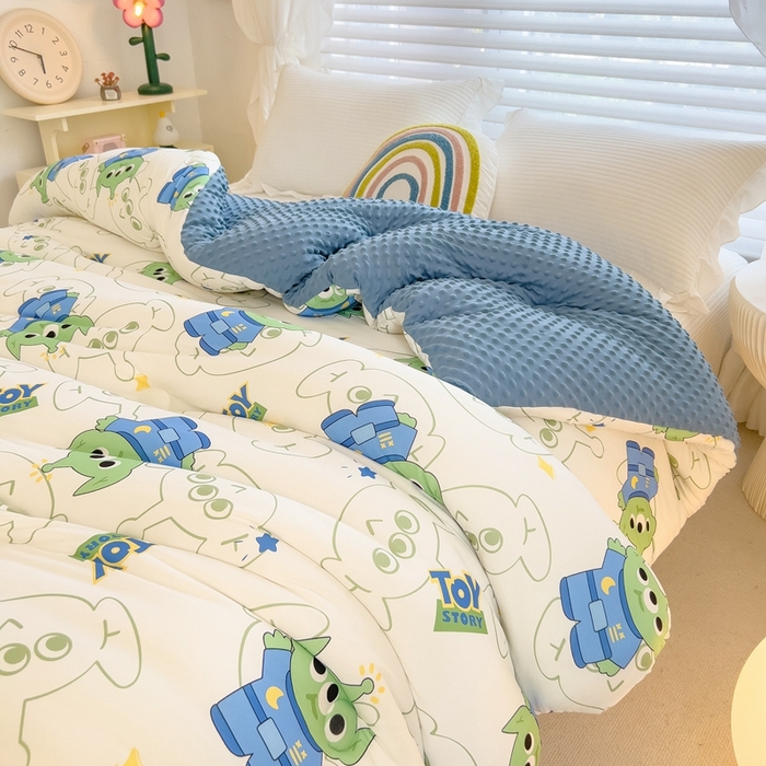 91家纺网 家纺一手货源 找家纺 米菲2023新款A类针织棉豆豆被冬被春秋被被芯被子 0三眼怪