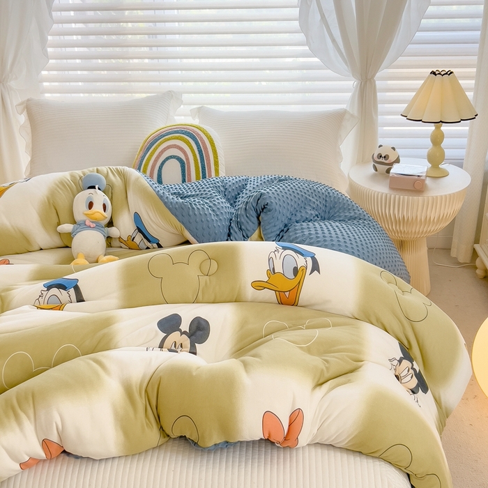 91家纺网 家纺一手货源 找家纺 米菲2023新款A类针织棉豆豆被冬被春秋被被芯被子 0好朋友