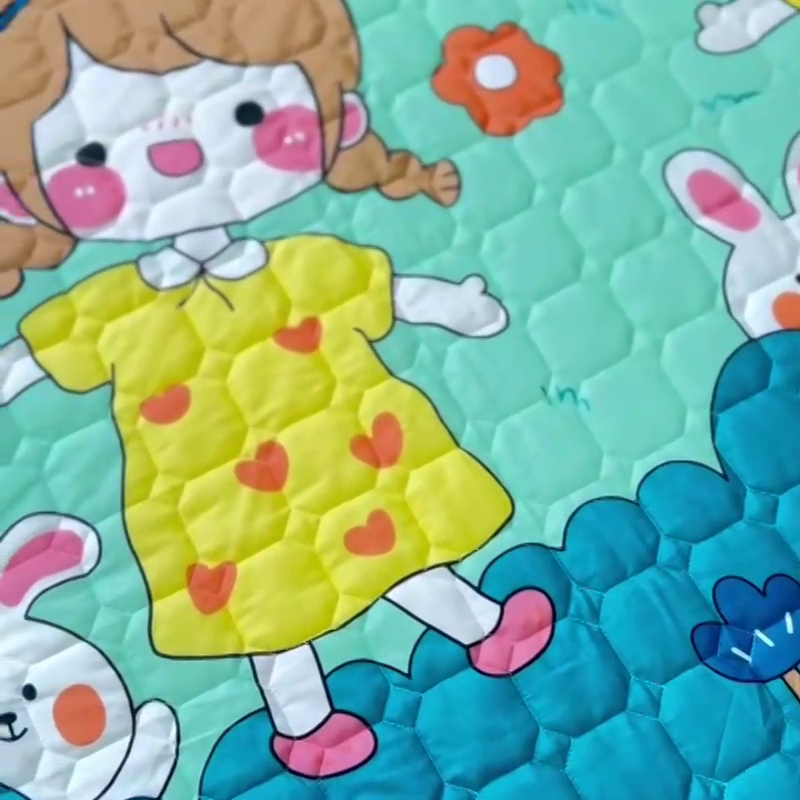 91家纺网 家纺一手货源 找家纺 小虾米 2023新款全棉卡通上下床夹棉系列床笠 可爱女孩