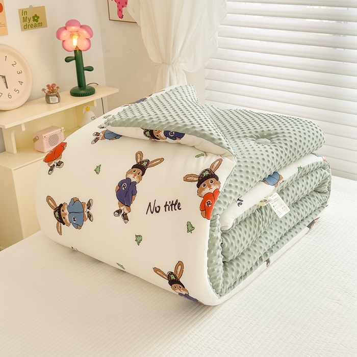 91家纺网 家纺一手货源 找家纺 米菲2023新款A类针织棉豆豆被冬被春秋被被芯被子 0兔博士