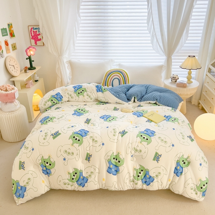 91家纺网 家纺一手货源 找家纺 米菲2023新款A类针织棉豆豆被冬被春秋被被芯被子 0三眼怪