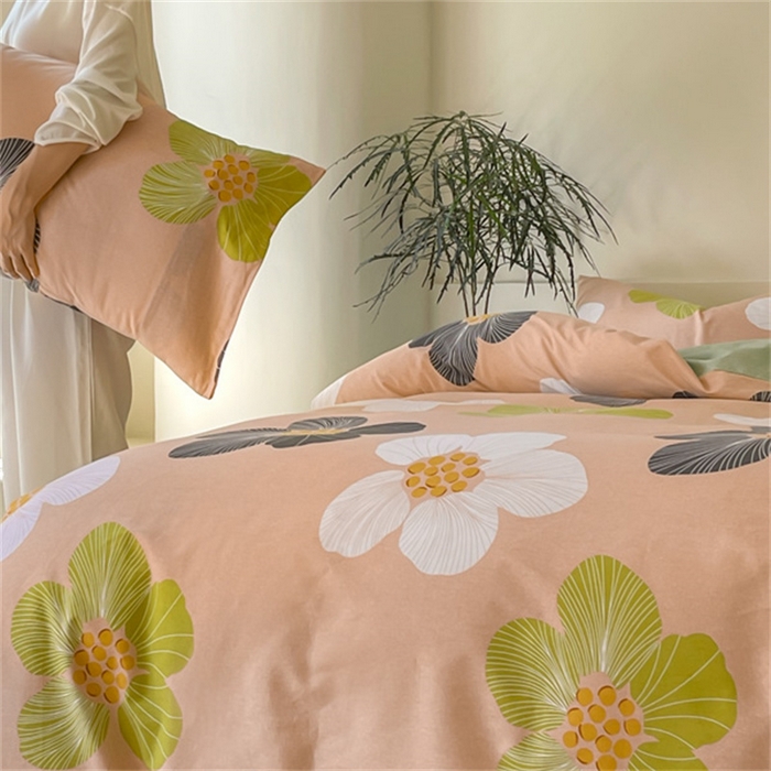 91家纺网 家纺一手货源 找家纺 棉乐町家居 2025新款全棉长绒棉磨毛四件套 朵娜