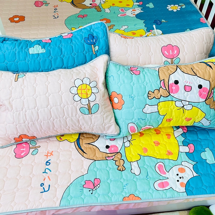 91家纺网 家纺一手货源 找家纺 小虾米 2023新款全棉卡通上下床夹棉系列床笠 可爱女孩