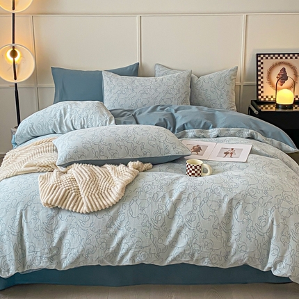 ab家纺 2023新款沐云提花套件 线条蓝