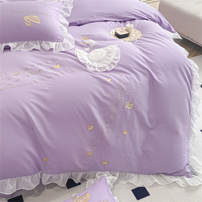 91家纺网 家纺一手货源 找家纺 丝印良品 2023新款全棉斯洛琪四件套系列 斯洛琪-紫