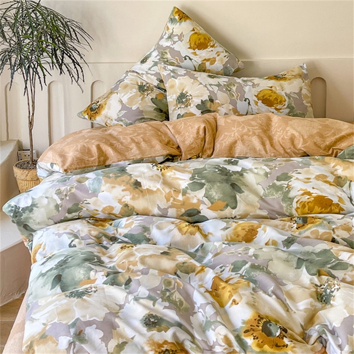 91家纺网 家纺一手货源 找家纺 棉乐町家居 2025新款全棉长绒棉磨毛四件套 花屿岛