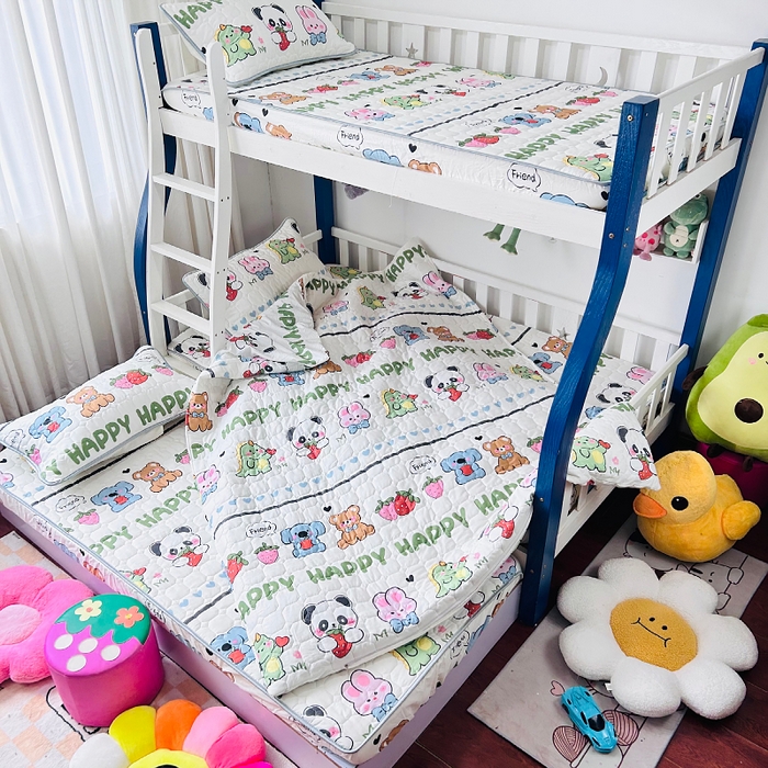 91家纺网 家纺一手货源 找家纺 小虾米 2023新款全棉卡通上下床夹棉系列被套 呆小萌