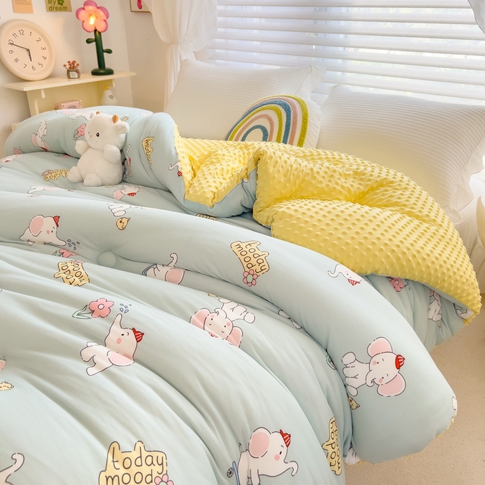 91家纺网 家纺一手货源 找家纺 米菲2023新款A类针织棉豆豆被冬被春秋被被芯被子 小象菲菲