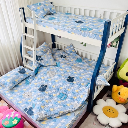 小虾米 2023新款全棉卡通上下床夹棉系列被套 千鸟格