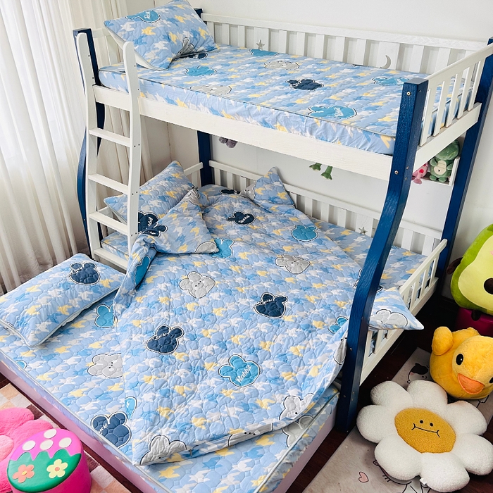 91家纺网 家纺一手货源 找家纺 小虾米 2023新款全棉卡通上下床夹棉系列被套 千鸟格