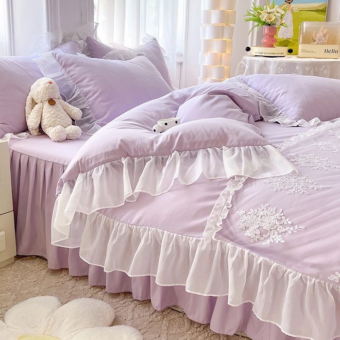 91家纺网 家纺一手货源 找家纺 （总）唐人居 2025新款亲肤磨毛花边款床裙系列--秘密花园