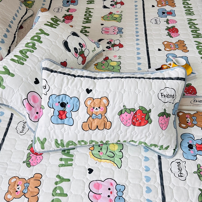 91家纺网 家纺一手货源 找家纺 小虾米 2023新款全棉卡通上下床夹棉系列床笠 呆小萌