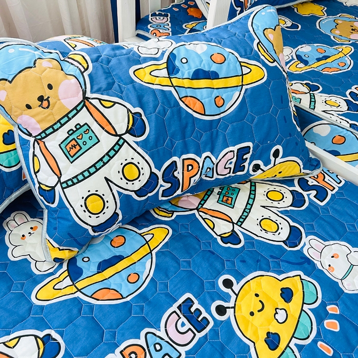 91家纺网 家纺一手货源 找家纺 小虾米 2023新款全棉卡通上下床夹棉系列床笠 宇宙空间站