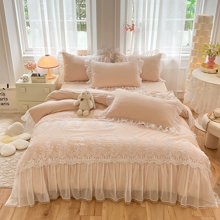唐人居 2025新款亲肤磨毛花边款床裙系列--秘密花园 秘密花园-米驼