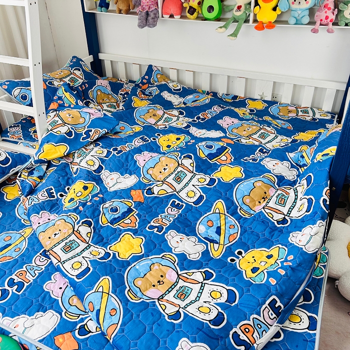 91家纺网 家纺一手货源 找家纺 小虾米 2023新款全棉卡通上下床夹棉系列被套 宇宙空间站