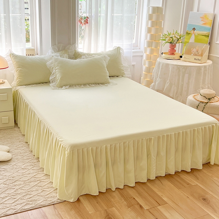 91家纺网 家纺一手货源 找家纺 唐人居 2025新款亲肤磨毛花边款床裙系列--秘密花园 秘密花园-奶白