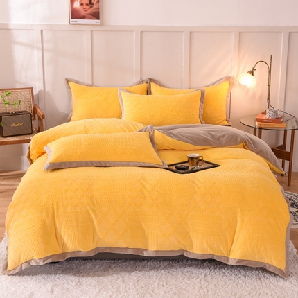 91家纺网 家纺一手货源 找家纺 （总）丝印良品 2023秋冬 唯爱雕花A版260克牛奶绒四件套-相机款