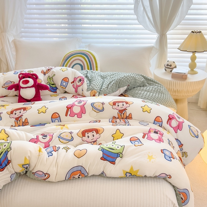 91家纺网 家纺一手货源 找家纺 米菲2023新款A类针织棉豆豆被冬被春秋被被芯被子 0欢乐总动员