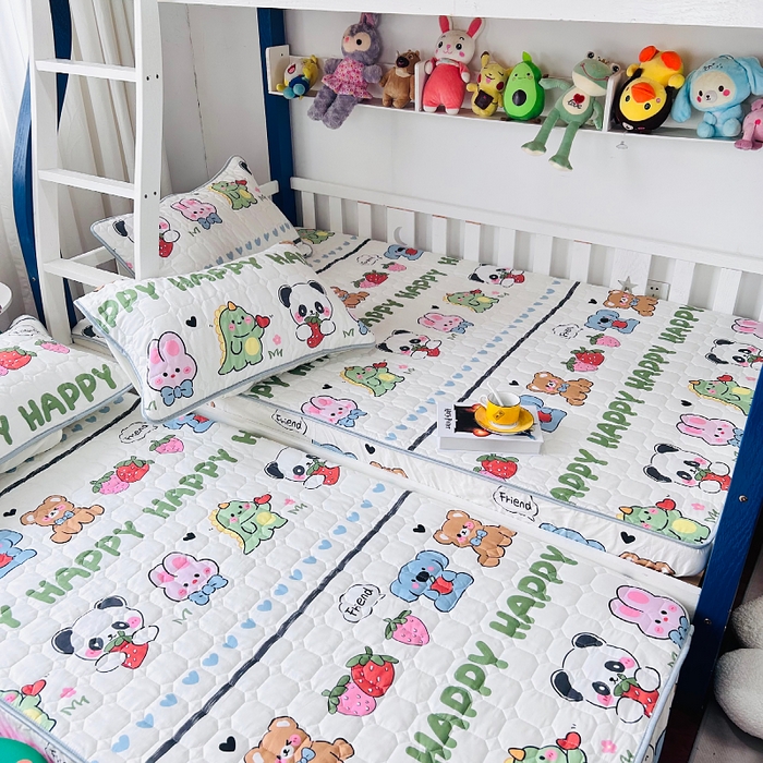 91家纺网 家纺一手货源 找家纺 小虾米 2023新款全棉卡通上下床夹棉系列床笠 呆小萌