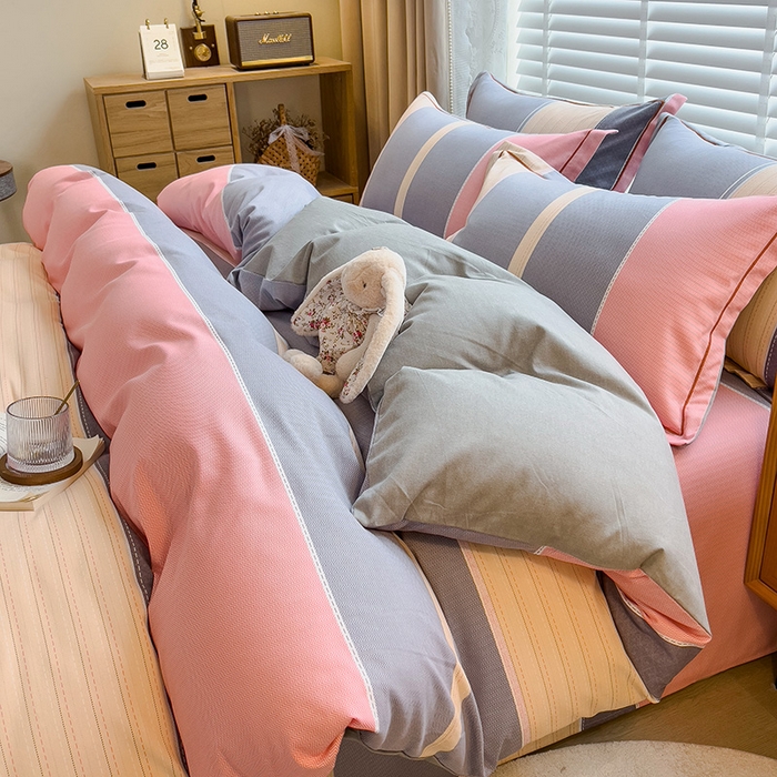 91家纺网 家纺一手货源 找家纺 芃成家纺 2023新款磨毛四件套 梦幻空间-粉