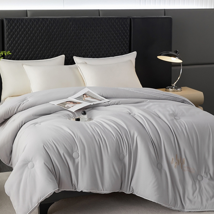 91家纺网 家纺一手货源 找家纺 丽卡家纺 2023新款亲肤舒适澳棉提花被子被芯 麦向成功-灰