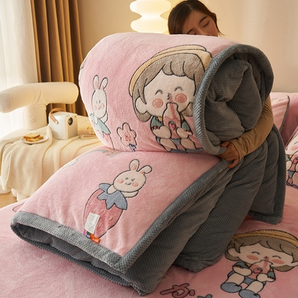 21度C 2023新款雪花绒被套 草莓娃娃