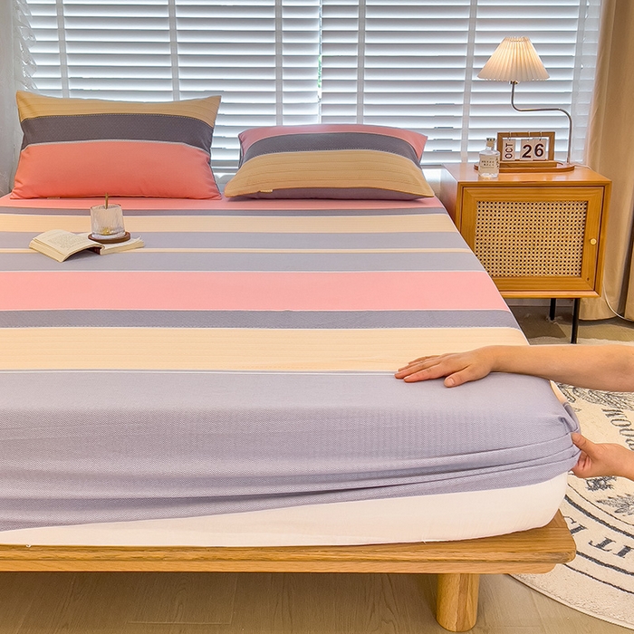 91家纺网 家纺一手货源 找家纺 芃成家纺 2023新款磨毛单床笠 梦幻空间-粉