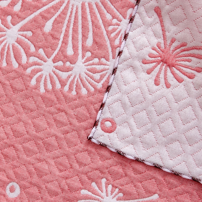 91家纺网 家纺一手货源 找家纺 朴尔-2023新款AB版蜂窝提花锁边立体枕巾 50*76 蒲公英飞-粉