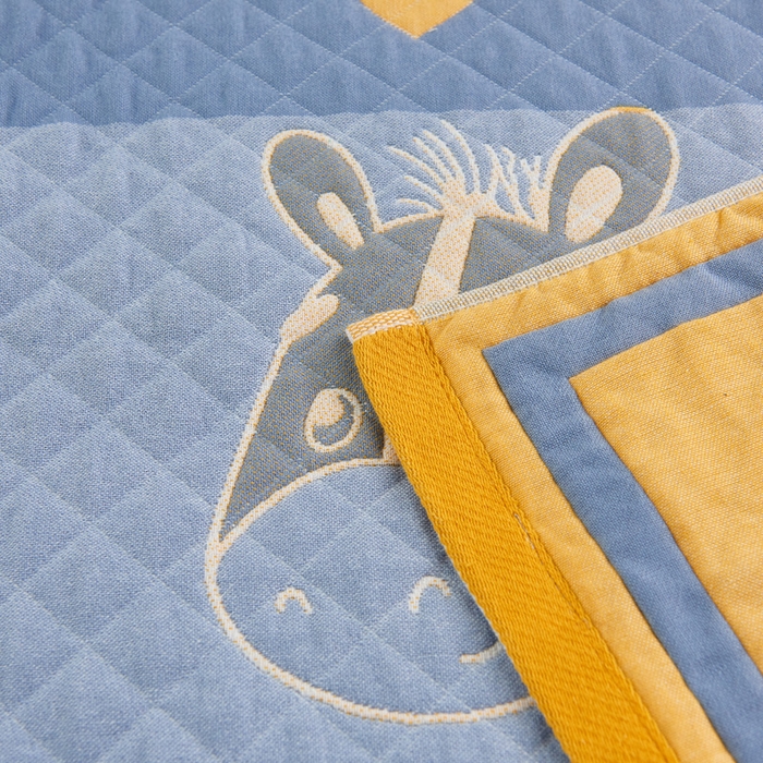 91家纺网 家纺一手货源 找家纺 朴尔-2023新款彩色糖果系列纯棉三层纱布枕巾-朴尔 奔跑的小马黄