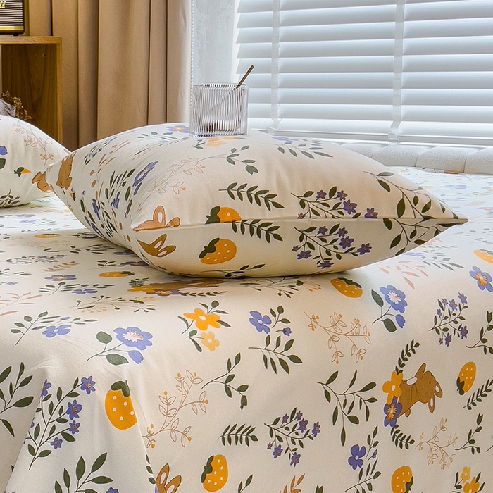 91家纺网 家纺一手货源 找家纺 芃成家纺 2023新款磨毛系列磨毛枕套 田园小兔