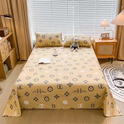 91家纺网 家纺一手货源 找家纺 芃成家纺 2023磨毛单床单 复古摩登-黄