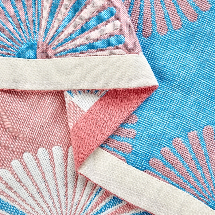 91家纺网 家纺一手货源 找家纺 朴尔-2023新款波西米亚风全棉四层纱布枕巾 52*78 布尔乔亚粉