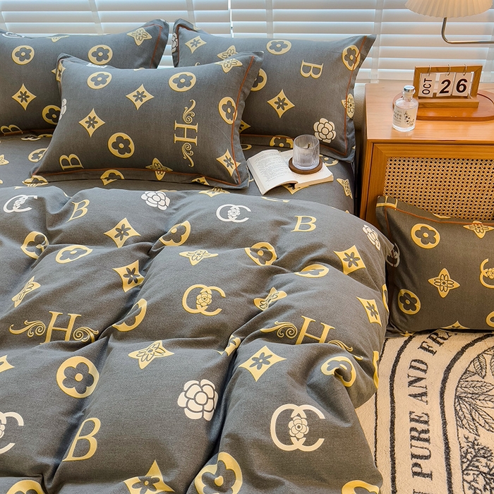 91家纺网 家纺一手货源 找家纺 芃成家纺 2023新款磨毛四件套 复古摩登-灰