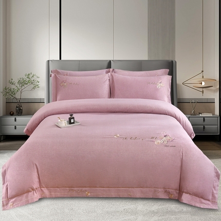 91家纺网 家纺一手货源 找家纺 OL家纺 2023新款全棉磨毛床盖四件套--花漾 花漾-香芋紫