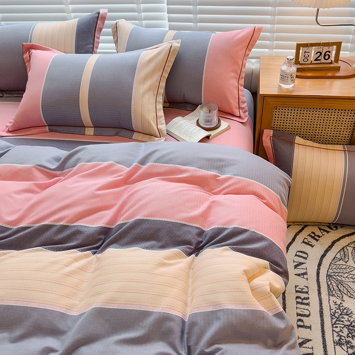 91家纺网 家纺一手货源 找家纺 芃成家纺 2023新款磨毛四件套 梦幻空间-粉