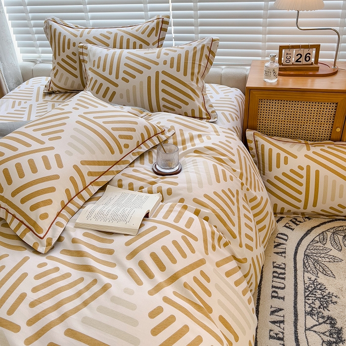 91家纺网 家纺一手货源 找家纺 芃成家纺 2023新款磨毛四件套 格调