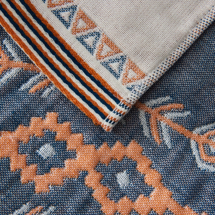 91家纺网 家纺一手货源 找家纺 朴尔-2023新款波西米亚风全棉四层纱布枕巾 52*78 圆盘花