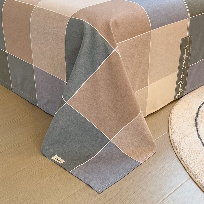 91家纺网 家纺一手货源 找家纺 芃成家纺 2023磨毛单床单 青春格-蓝