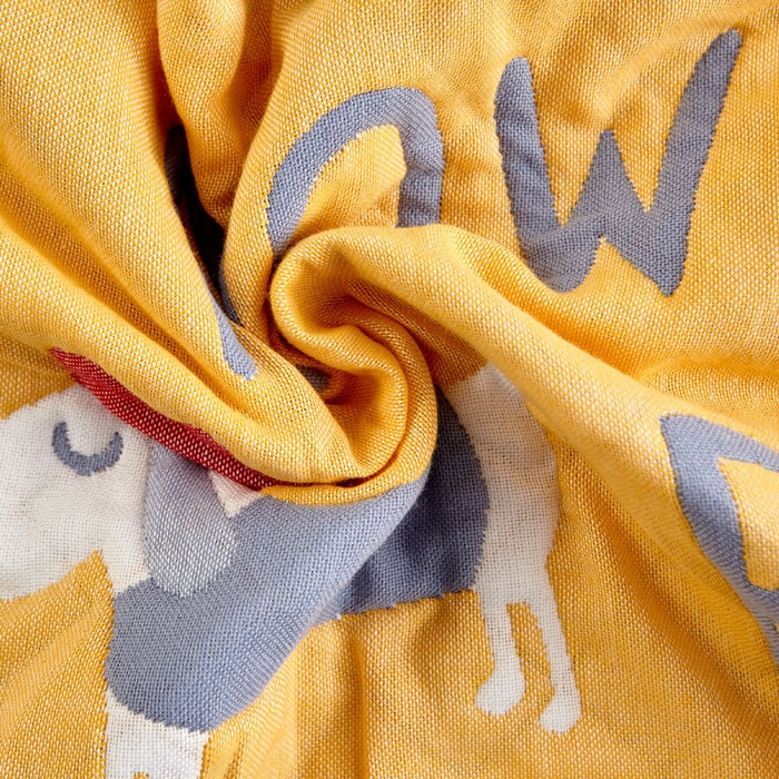 91家纺网 家纺一手货源 找家纺 朴尔-2023新款彩色糖果系列纯棉三层纱布枕巾-朴尔 调皮狗黄色