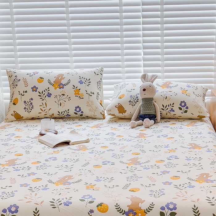 91家纺网 家纺一手货源 找家纺 芃成家纺 2023新款磨毛系列磨毛枕套 田园小兔