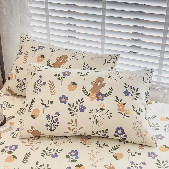 91家纺网 家纺一手货源 找家纺 芃成家纺 2023新款磨毛系列磨毛枕套 田园小兔