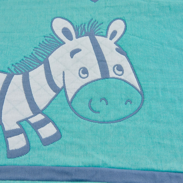 91家纺网 家纺一手货源 找家纺 朴尔-2023新款彩色糖果系列纯棉三层纱布枕巾-朴尔 奔跑的小马绿