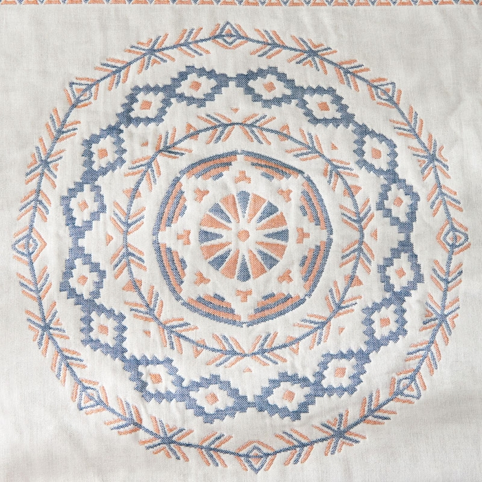 91家纺网 家纺一手货源 找家纺 朴尔-2023新款波西米亚风全棉四层纱布枕巾 52*78 圆盘花